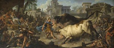 Jean Francois de troy Jason taming the bulls of Aeetes Germany oil painting art